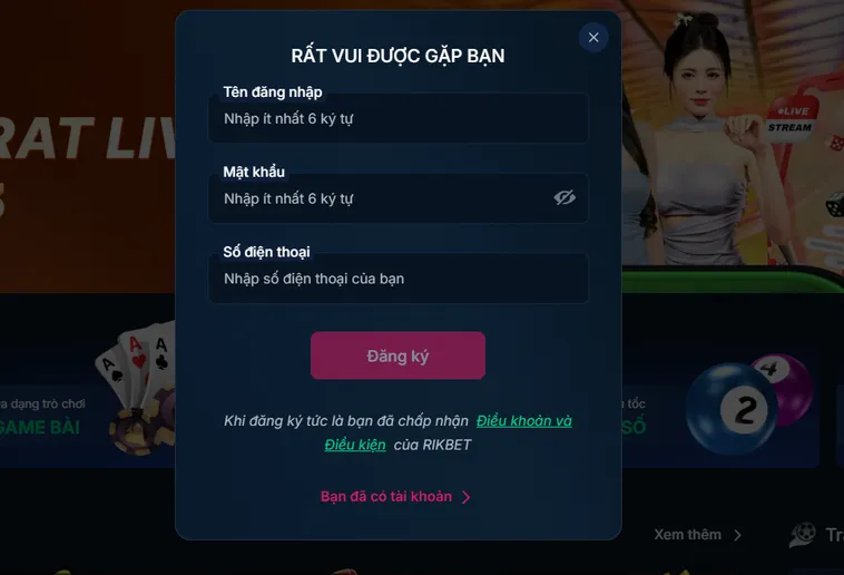 Đăng ký RikBet Hướng Dẫn Chi Tiết Để Trở Thành Thành Viên Chính Thức Đẳng Cấp