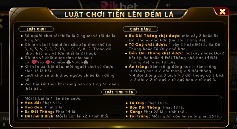 Tiến Lên Đếm Lá Tại RikBet Trải Nghiệm Đỉnh Cao Với Hàng Ngàn Ưu Đãi