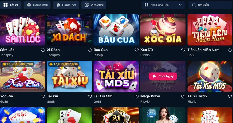 Đa Dạng Trò Chơi Tại Sảnh Game Bài Rikbet Đẳng Cấp Nhất Hiện Nay