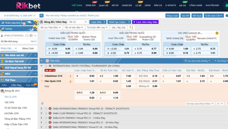 Thể Thao SABA Sports RikBet Trải Nghiệm Cá Cược Đỉnh Cao Cùng Những Kèo Đấu Hấp Dẫn
