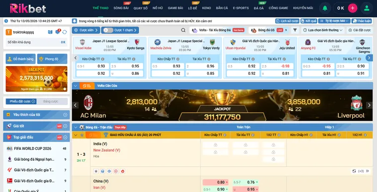 Thể Thao K Sports RikBet Trải Nghiệm Cá Cược Đỉnh Cao Với Hàng Loạt Kèo Đấu Hấp Dẫn