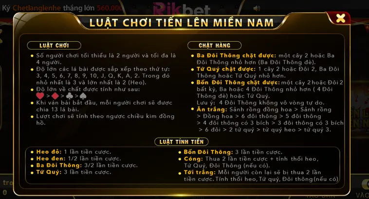 Trải Nghiệm Đỉnh Cao Tiến Lên Miền Nam Tại Rikbet Với Tỷ Lệ Thưởng Khủng